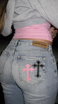PINK CHROME HEARTS JEANS