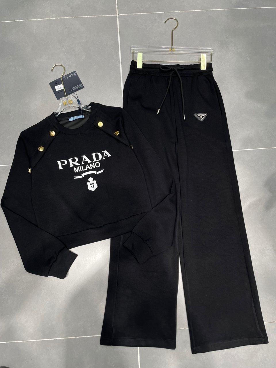 PRADA CROPPED SWEATSHIRT & WIDE-LEG SWEATPANTS SET