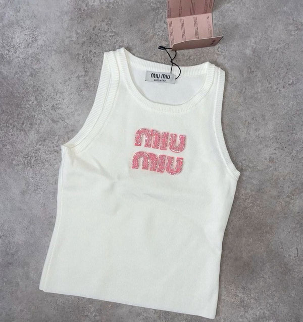 MIU MIU PINK LOGO TOP
