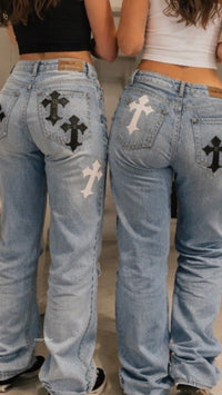 PINK CHROME HEARTS JEANS