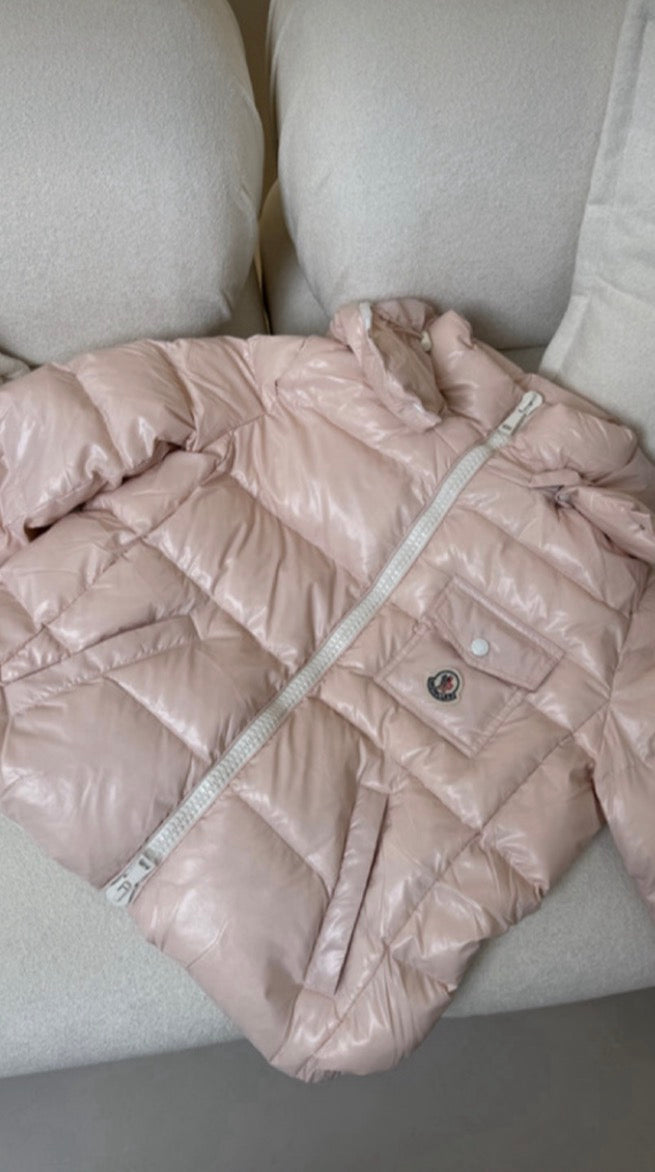 PINK MONCLER FRONT LOGO POCKET COAT