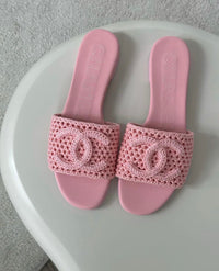 PINK CHANEL SLIDES