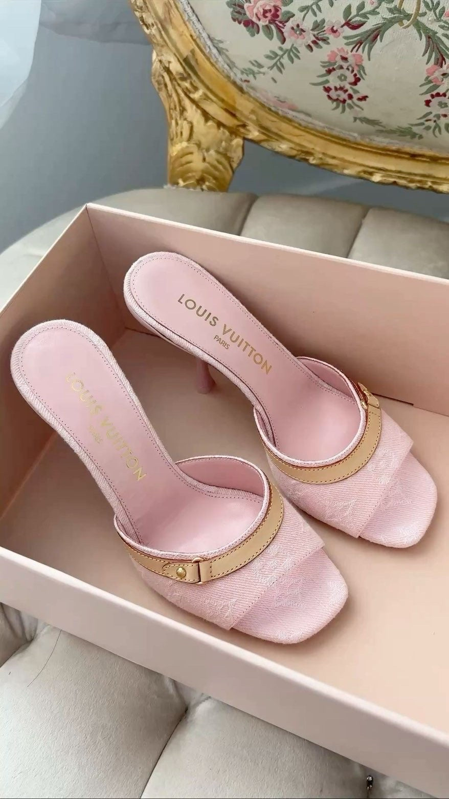 LV PINK KITTEN HEELS