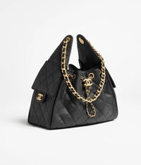 BLACK CC DRAWSTRING BUCKET BAG