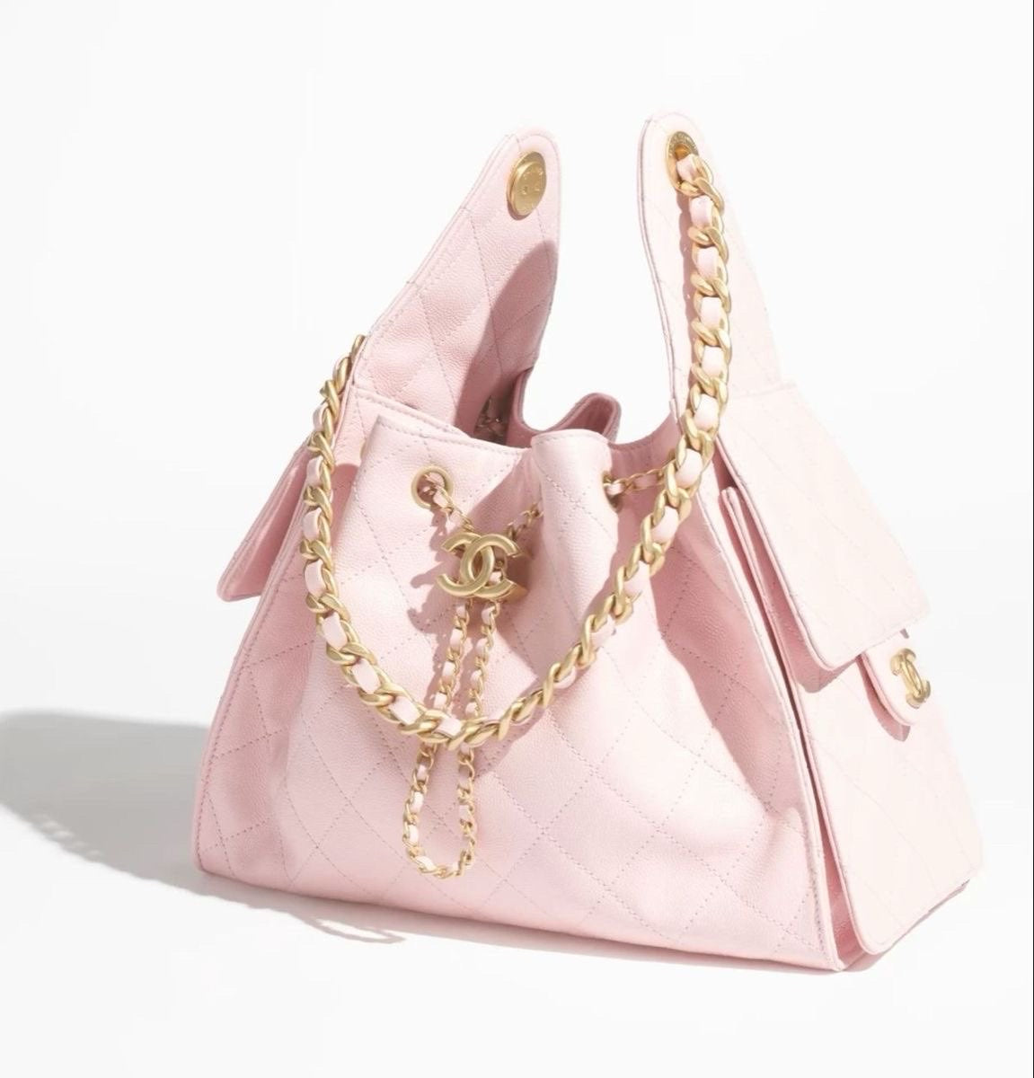 PINK CC DRAWSTRING BUCKET BAG
