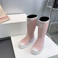 PINK CHANEL RAINBOOTS