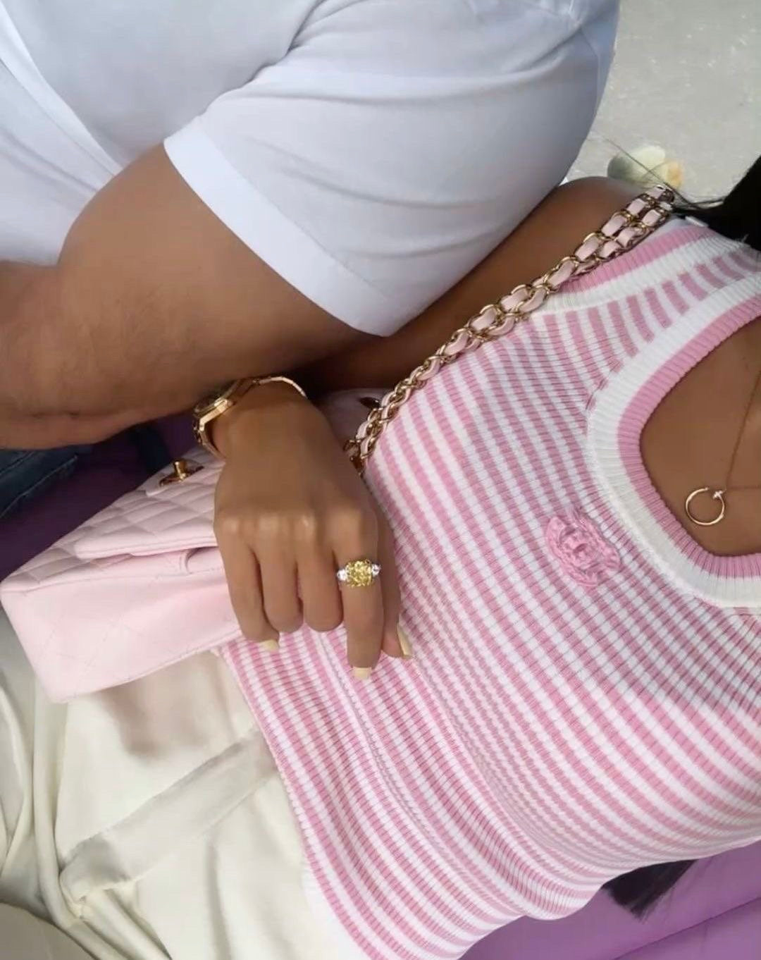 CHANEL PINK STRIPED TANK