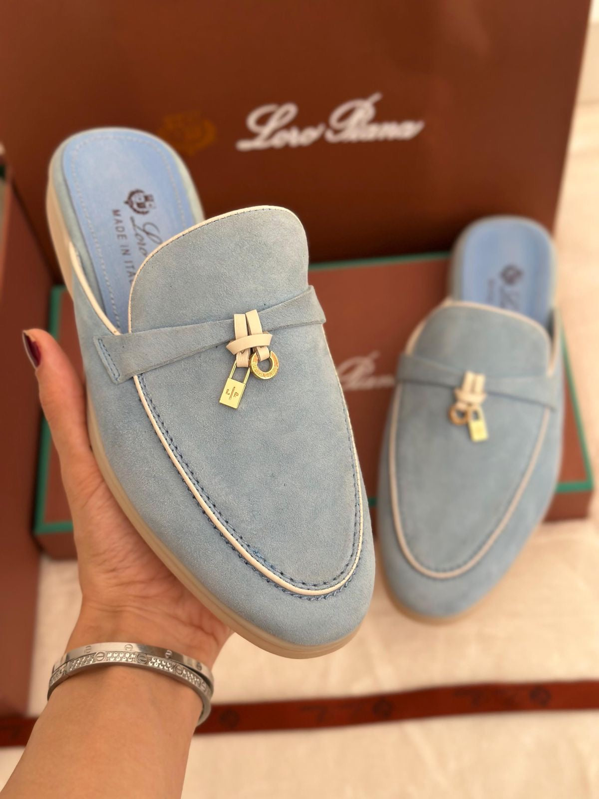 LORO PIANA CHARMS MULES BLUE