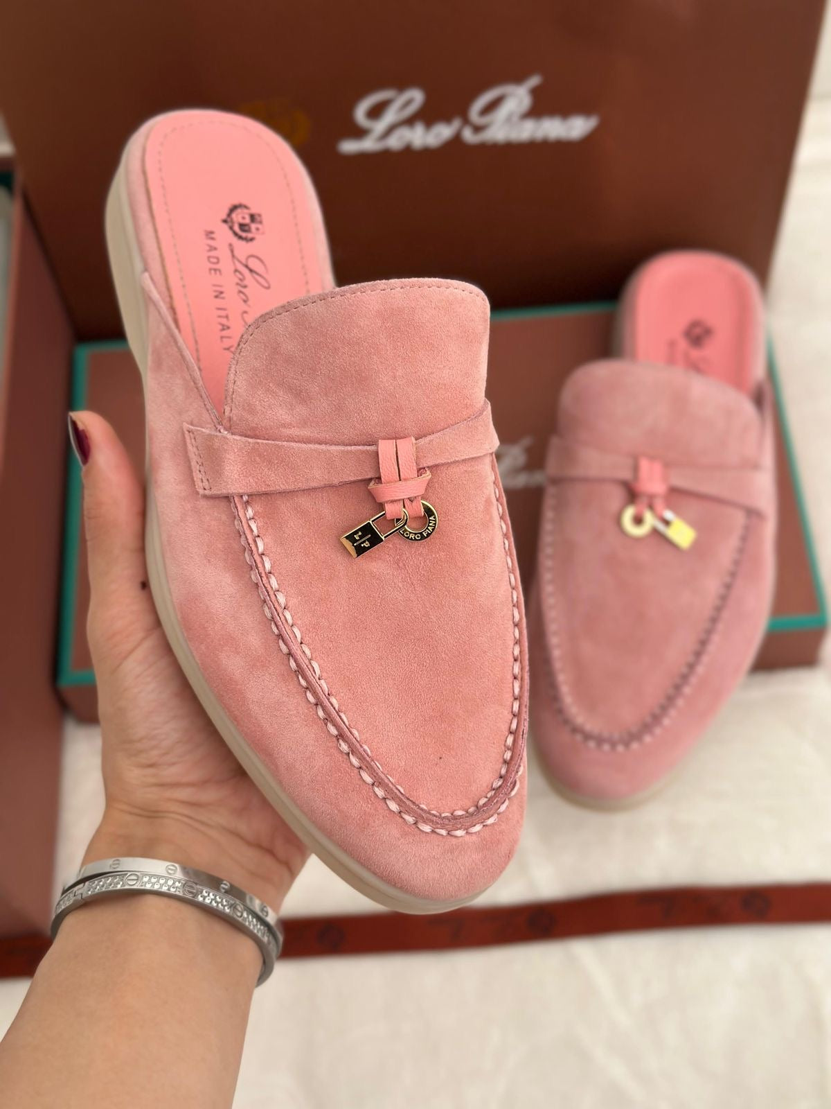 LORO PIANA CHARMS MULES PINK