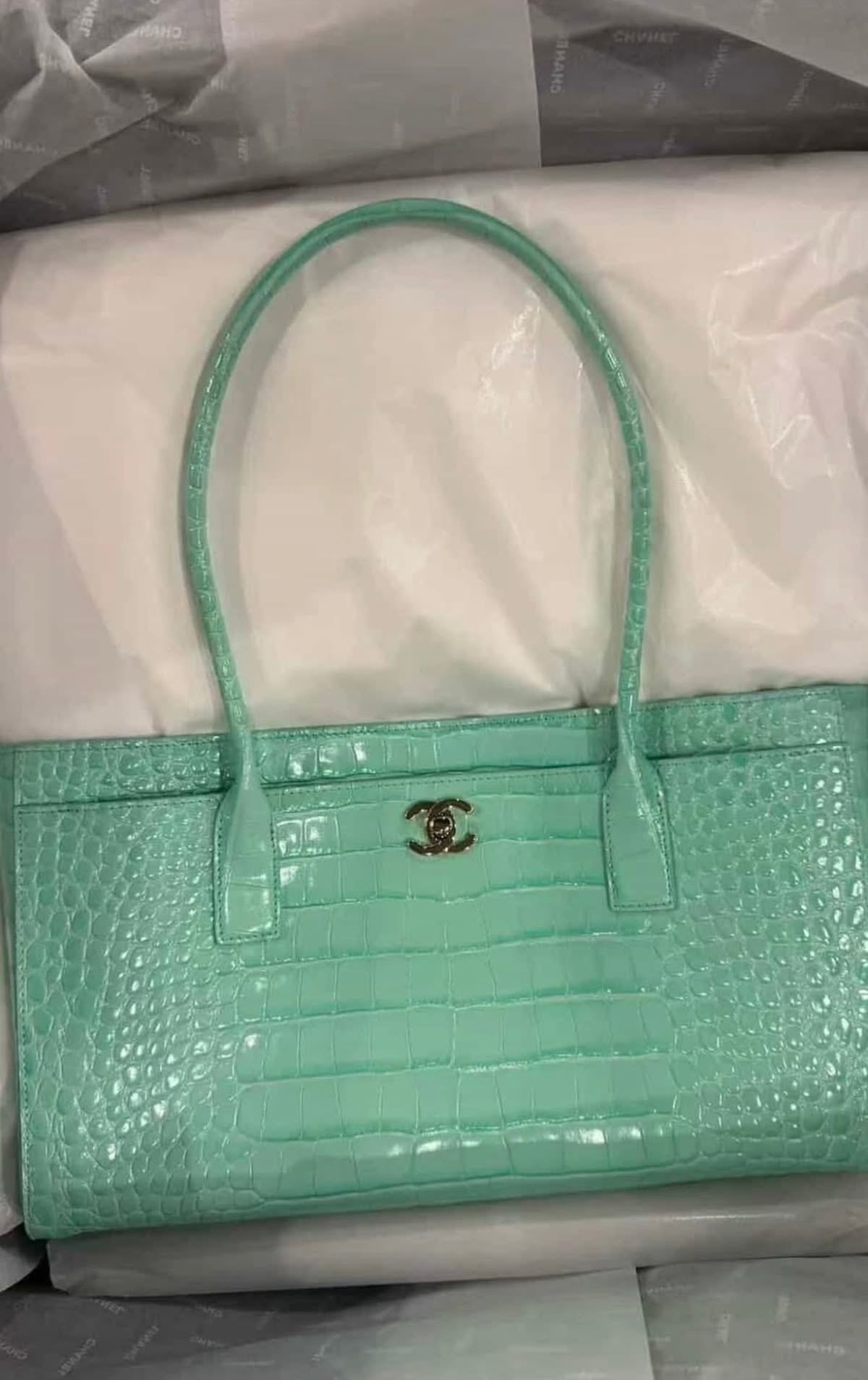 TEAL CHANEL CROC BAG